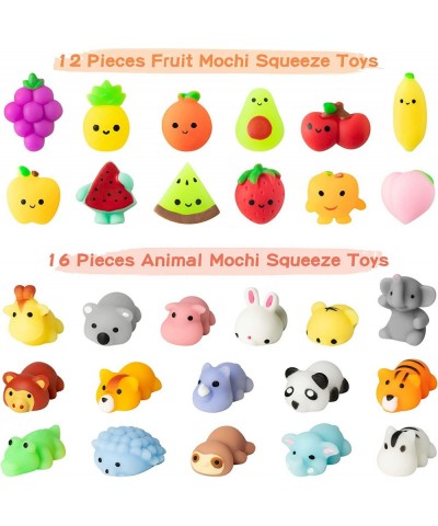 28Pcs Fruit and?Animals?Mochi?Squeeze?Toys?Mini Kawaii Fidget Toys Party Favor for Kids Birthday Gift Treat Goodie Bags Fille...