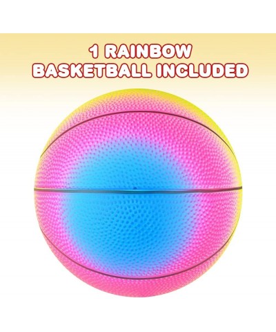 Rainbow Basketball for Kids Bouncy 9” Rubber Kick Ball for Backyard Park and Beach Outdoor Fun Beautiful Rainbow Colors Durab...