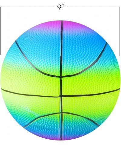 Rainbow Basketball for Kids Bouncy 9” Rubber Kick Ball for Backyard Park and Beach Outdoor Fun Beautiful Rainbow Colors Durab...