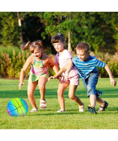 Rainbow Basketball for Kids Bouncy 9” Rubber Kick Ball for Backyard Park and Beach Outdoor Fun Beautiful Rainbow Colors Durab...