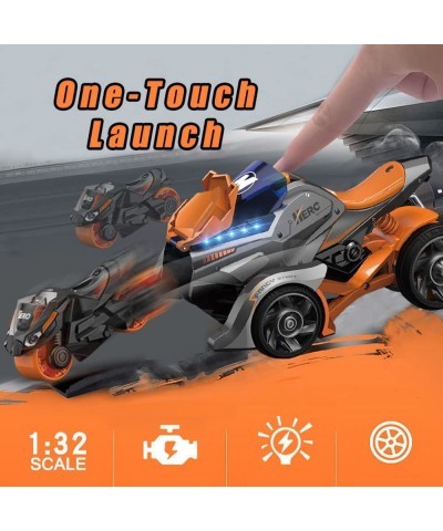 Pull Back Motorcycle Toys 3 in 1 Alloy Die-cast Motorcycles Launcher Toy with Sound & Light Trinity Chariot Catapult Toy Cars...