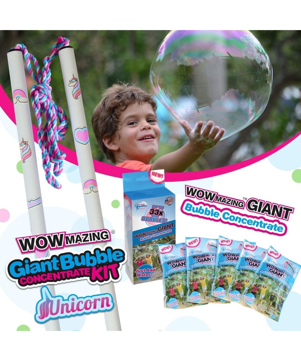 Unicorn Giant Bubble Kit & Bubble Refills: Wand 7 Big Bubble Concentrate Pouches and 8 Sun-Activated Magical Stickers | Outdo...