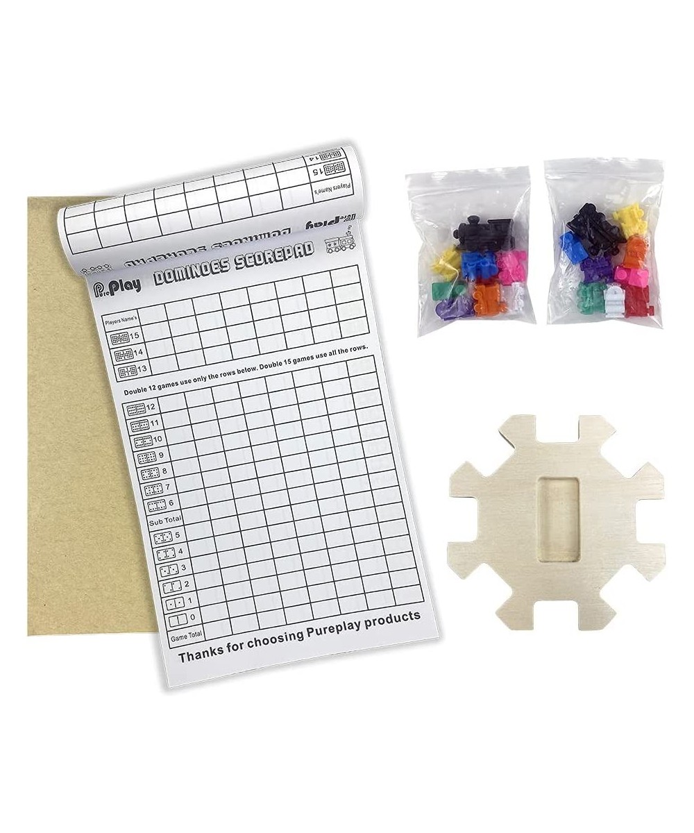 180-Sheets Scorepad to Domino Game with 1pc Wooden Hub 2 Bags( 18pcs) Train Markers for Mexican Train Dominoes Game Set $25.5...