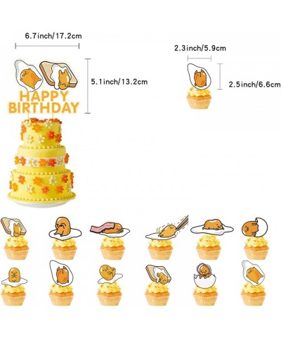 32Pcs Gudetama Birthday Party Supplies Party Favors Set For Kids Gudetama Cake Topper Cupcake Toppers Banner Balloons For Gud...