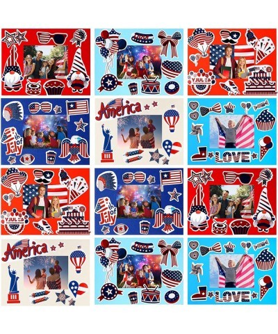 30 Pack 4th of July Picture Frame Craft Kits for Kids Patriotic DIY Photo Frame Craft Labor Day Photo Gifts Colorful Fun Patr...