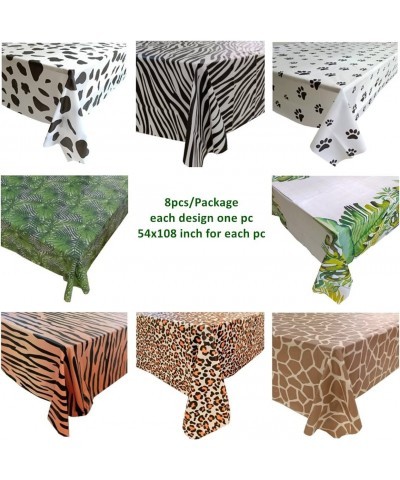 7pcs Animal Print Table Covers with 54X108 inch Safari Animal Tablecloth Jungle Animal Theme Table Covers Zoo Print Table Clo...