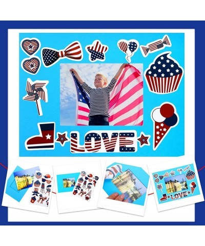 30 Pack 4th of July Picture Frame Craft Kits for Kids Patriotic DIY Photo Frame Craft Labor Day Photo Gifts Colorful Fun Patr...