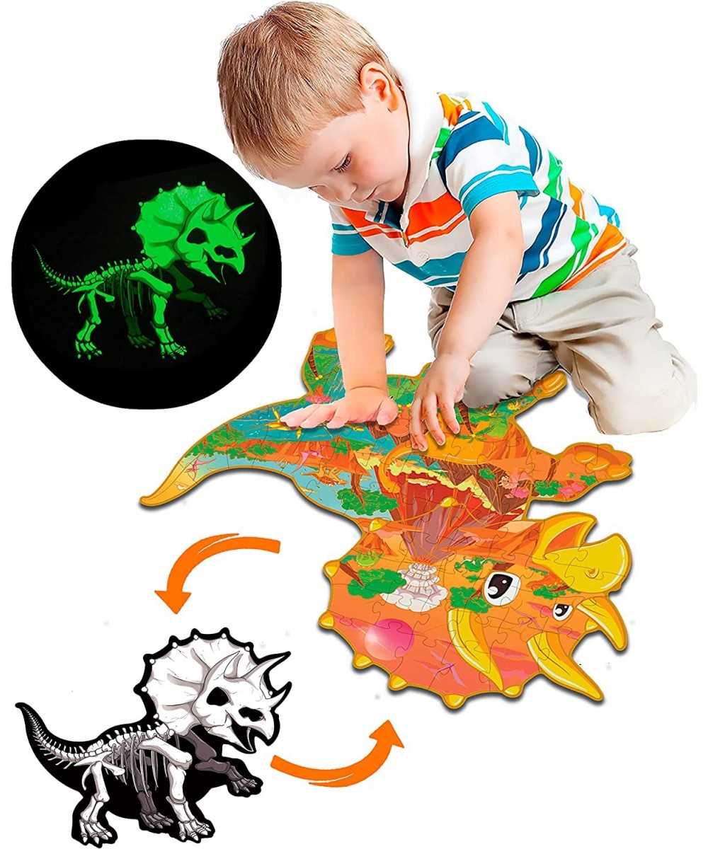 Floor Puzzles for Kids Ages 5-10 Double-Sided Dinosaur Puzzle Toddler Toys and Gifts for Kids Boys Girls Glow in The Dark Ani...