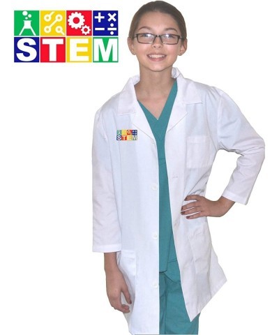 Custom Kids STEM Science Lab Coat Size 12/14 White $48.53 Kids' Costumes