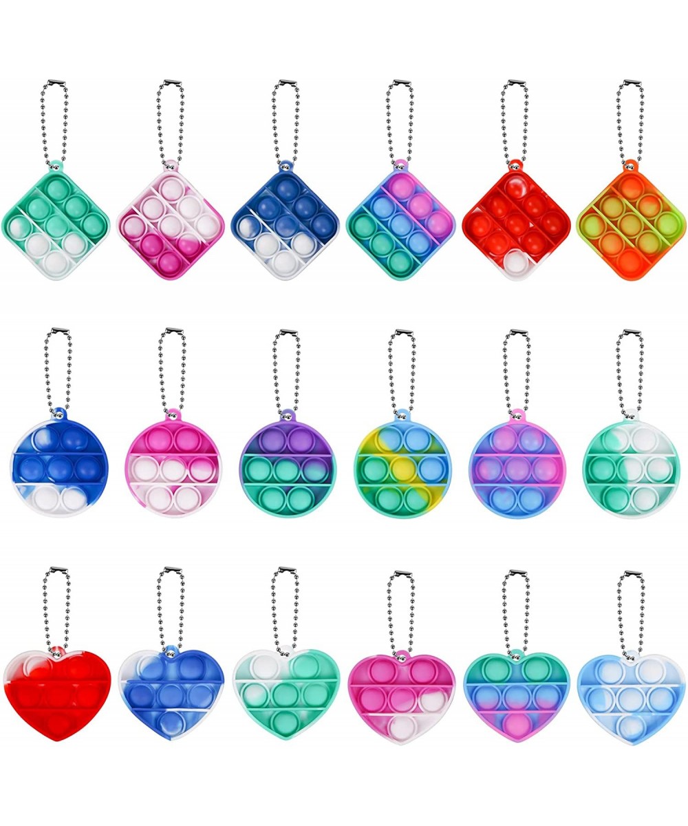 18 PCS Mini Pop Bubble Fidget Sensory Toy Silicone Rainbow Stress Reliever Hand Toy Squeeze Key-Chain Toy for Adults and Kids...