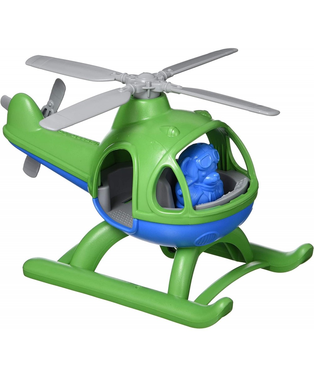 Helicopter Green/Blue CB - Pretend Play Motor Skills Kids Flying Toy Vehicle. No BPA phthalates PVC. Dishwasher Safe Recycled...