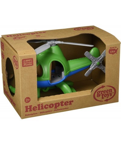 Helicopter Green/Blue CB - Pretend Play Motor Skills Kids Flying Toy Vehicle. No BPA phthalates PVC. Dishwasher Safe Recycled...