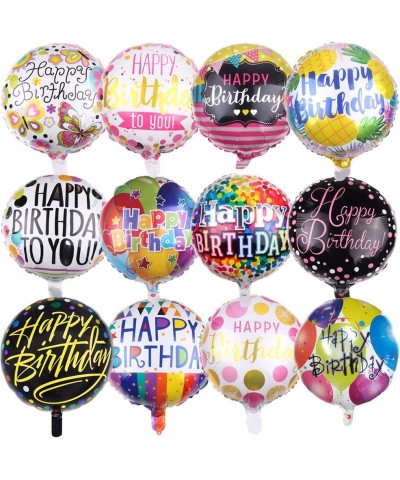 50 Pieces Happy Birthday Party Aluminum Foil Balloons 18" Foil Mylar Helium Balloon Round Inflatable Balloons for Birthday Pa...