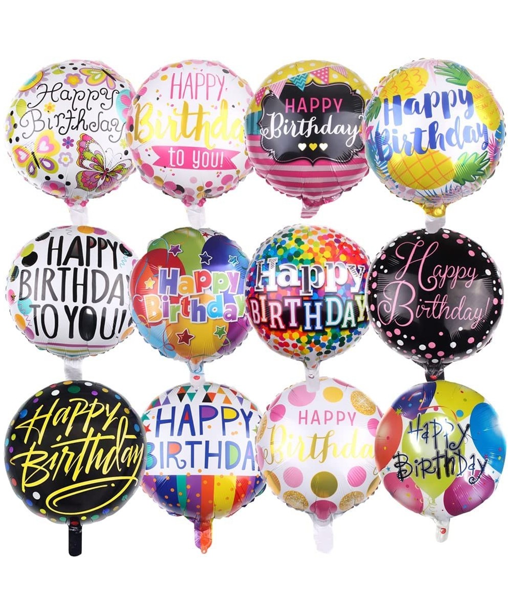 50 Pieces Happy Birthday Party Aluminum Foil Balloons 18" Foil Mylar Helium Balloon Round Inflatable Balloons for Birthday Pa...