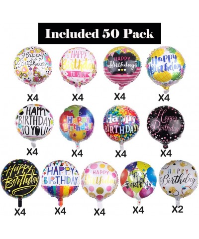 50 Pieces Happy Birthday Party Aluminum Foil Balloons 18" Foil Mylar Helium Balloon Round Inflatable Balloons for Birthday Pa...