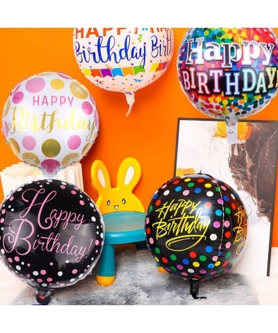 50 Pieces Happy Birthday Party Aluminum Foil Balloons 18" Foil Mylar Helium Balloon Round Inflatable Balloons for Birthday Pa...