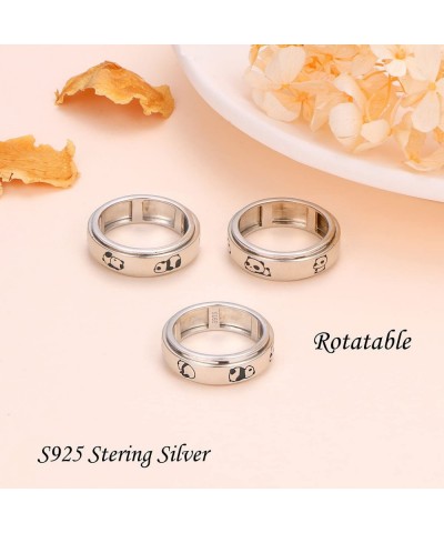 S925 Sterling Silver Anti Anxiety Ring for Women Spinner Fidget Anxiety Worry Relieving Boredom ADHD Autism Band Rings for Wo...