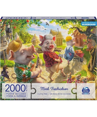 Spin Master Puzzles 3 Little Pigs 2000-Piece Jigsaw Puzzle Artist Mark Fredrickson Fairytale Funny Cartoon with Poster for Ad...