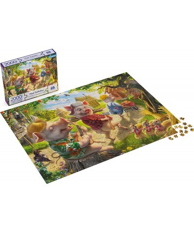 Spin Master Puzzles 3 Little Pigs 2000-Piece Jigsaw Puzzle Artist Mark Fredrickson Fairytale Funny Cartoon with Poster for Ad...