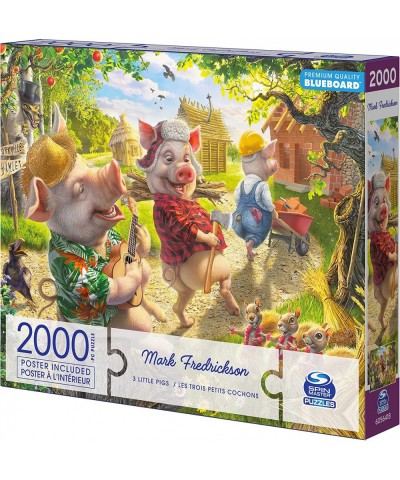 Spin Master Puzzles 3 Little Pigs 2000-Piece Jigsaw Puzzle Artist Mark Fredrickson Fairytale Funny Cartoon with Poster for Ad...