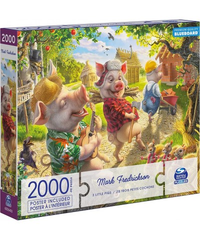 Spin Master Puzzles 3 Little Pigs 2000-Piece Jigsaw Puzzle Artist Mark Fredrickson Fairytale Funny Cartoon with Poster for Ad...