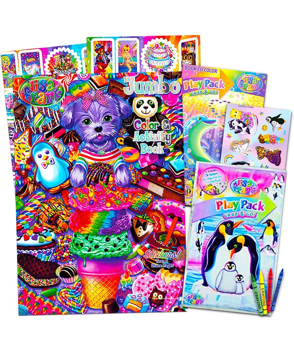 Lisa Frank Stickers and Coloring Book Super Set (Bundle Includes 2 Books - Over 30 Stickers 2 Posters and 100 Pages of Colori...