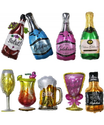 9PCS Champagne Wine Bottle Foil Balloons Beer Balloons Whiskey Bottle Balloon Decoration for Bar Party Oktoberfest Birthday B...