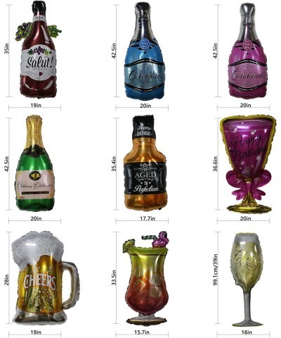 9PCS Champagne Wine Bottle Foil Balloons Beer Balloons Whiskey Bottle Balloon Decoration for Bar Party Oktoberfest Birthday B...