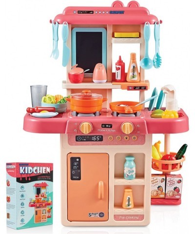 Kitchen Play Set with Accessories- Mini Kitchen Set with Realistic Light Sound Steam Simulation- Indoor Games Cooking Playset...