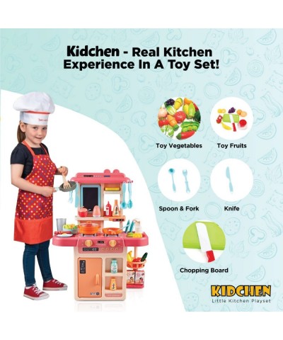 Kitchen Play Set with Accessories- Mini Kitchen Set with Realistic Light Sound Steam Simulation- Indoor Games Cooking Playset...