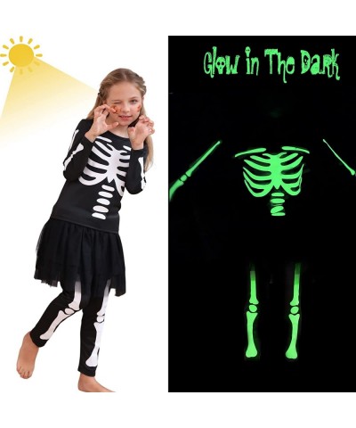 Girls Halloween Skeleton Costume Glow in The Dark with Tutu Skirt Scary Skull Jumpsuit 2 pieces 7-14 Years kid… $45.84 Kids' ...