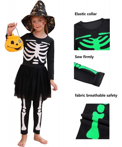 Girls Halloween Skeleton Costume Glow in The Dark with Tutu Skirt Scary Skull Jumpsuit 2 pieces 7-14 Years kid… $45.84 Kids' ...