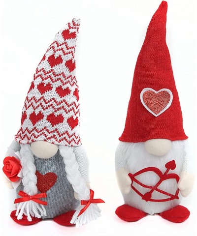 2 PCS Valentines Day Gnomes Decoration Cupid Heart Arrow Plush Doll LED Light Elf Doll Handmade Gnomes Plush Ornaments (2PCS-...