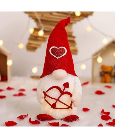 2 PCS Valentines Day Gnomes Decoration Cupid Heart Arrow Plush Doll LED Light Elf Doll Handmade Gnomes Plush Ornaments (2PCS-...