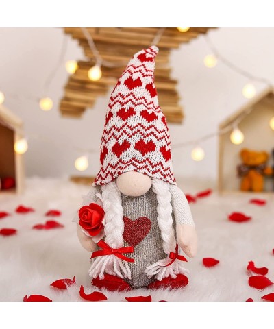 2 PCS Valentines Day Gnomes Decoration Cupid Heart Arrow Plush Doll LED Light Elf Doll Handmade Gnomes Plush Ornaments (2PCS-...