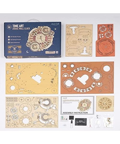 DIY 3D Model Craft Kit | Mechanical 3D Wooden Puzzle | Gear Adjustable Calendar | Quartz Movement | Time Art - Zodiac Wall Cl...