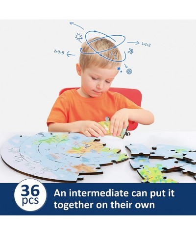 Floor Puzzles for Kids Ages 3-5 4-8 Toddlers Wooden Jigsaw Puzzles Round World Map Puzzle Toy W/Large Pieces Geography Educat...