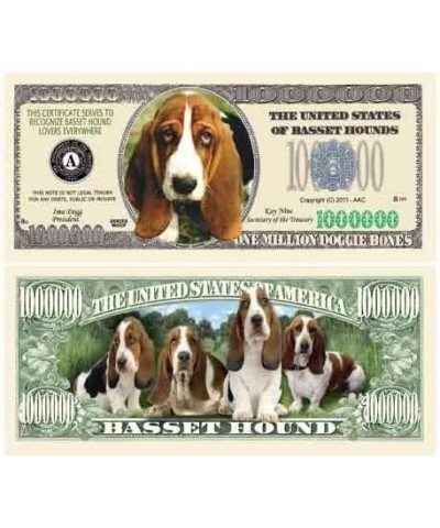 Basset Hound Million Dollar Bill - Comes in Currency Holder - Fun Gift for Basset Hound Lovers $14.45 Gags & Practical Joke Toys