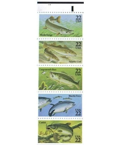 1986 Fish Booklet Pane of 5 x 22 Cents Stamps Scott 2209a $14.20 Collectible Postage Stamps