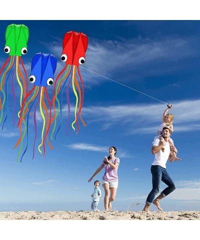 Large Kites for Kids & Adults Easy to Fly 3 Pack Octopus Kites with Long Colorful Tail Beach Kites for Adults Single Line Kit...