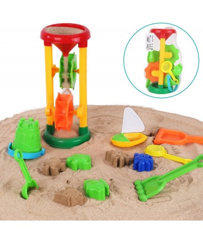 Double Sand Wheel Beach Toy Set for Kids with Bucket Shovels Rakes Sailboat and 3 Shape Molds $23.43 Sandboxes & Beach Toys