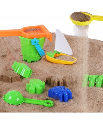 Double Sand Wheel Beach Toy Set for Kids with Bucket Shovels Rakes Sailboat and 3 Shape Molds $23.43 Sandboxes & Beach Toys