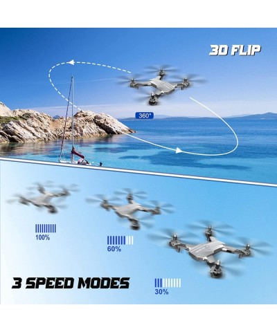 Drone with 4K Camera for Adults Dual Camera Foldable RC Quadcopter with FPV Video One Key Start Altitude Hold Headless Mode 3...