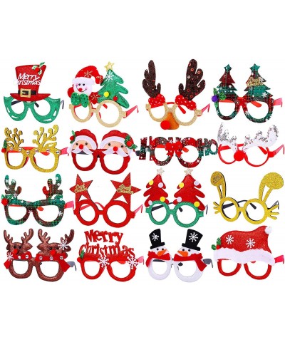 16 Pieces Christmas Party Glasses Frames Holiday Glitter Christmas Costume Eyeglasses Santa Snowman Glasses Christmas Party G...