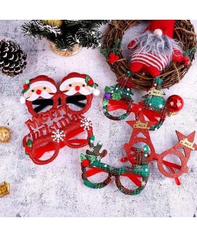 16 Pieces Christmas Party Glasses Frames Holiday Glitter Christmas Costume Eyeglasses Santa Snowman Glasses Christmas Party G...