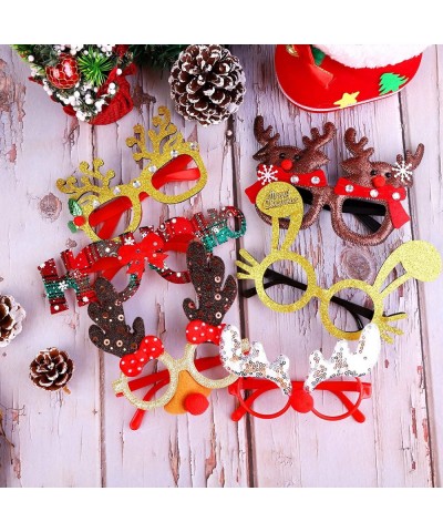 16 Pieces Christmas Party Glasses Frames Holiday Glitter Christmas Costume Eyeglasses Santa Snowman Glasses Christmas Party G...