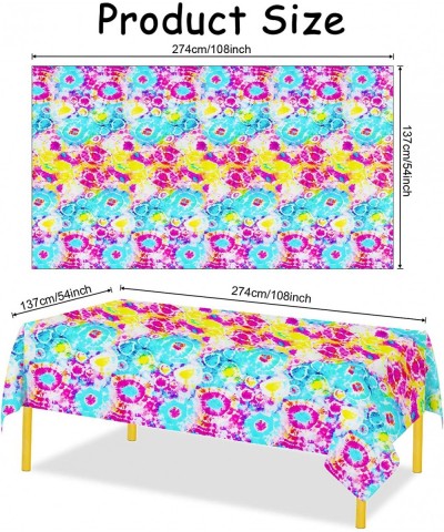 Tie Dye Table Covers Tie Dye Party Tablecloths 3 Packs Disposable Plastic Tablecloth Rectangular Colorful Tablecovers for Tie...