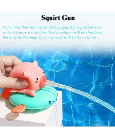 Pull String Baby Bath Toy Pull & Go Pink Piggy Cute Swimming Pig Windup Fish Water Spray Squirt Toy Clockwork Bathtub Toy for...