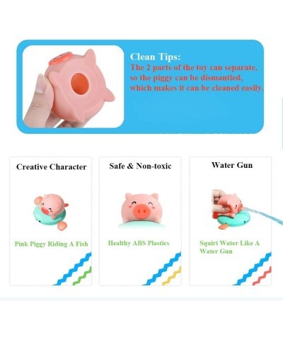 Pull String Baby Bath Toy Pull & Go Pink Piggy Cute Swimming Pig Windup Fish Water Spray Squirt Toy Clockwork Bathtub Toy for...