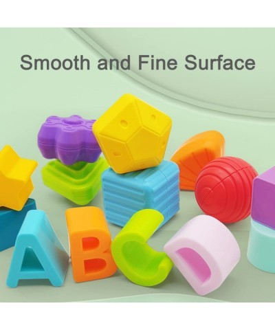 Baby Shape Sorting Cube with ABCD and Shape Blocks Sensory Bin with Colorful Elastic Rope for Toddlers Babies and Kids Early ...